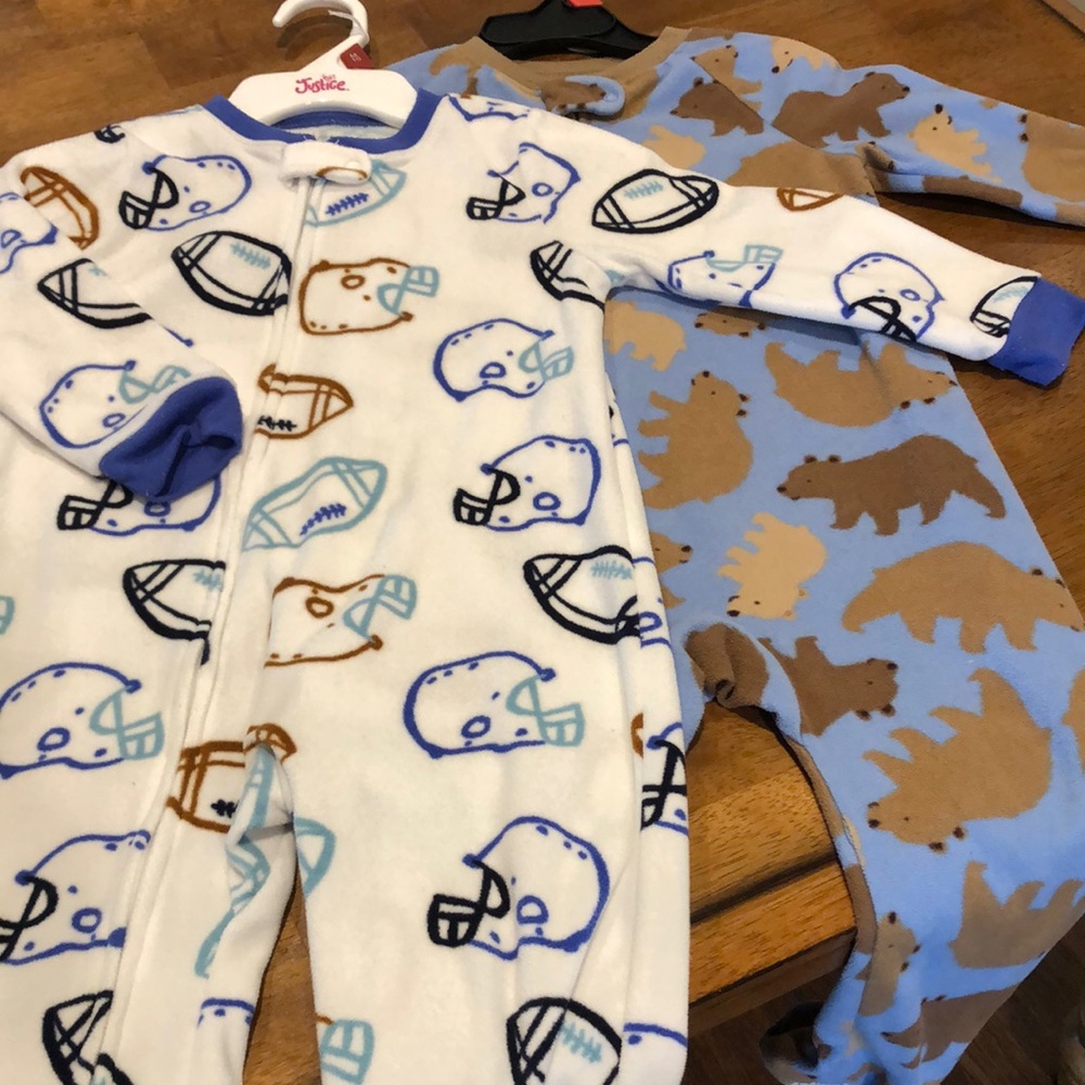 Carter's White and Blue Footies with Elephant Design